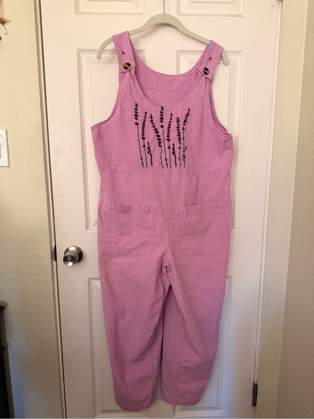 Women’s Lavender Embroidered Cotton Overalls Jumpsuit